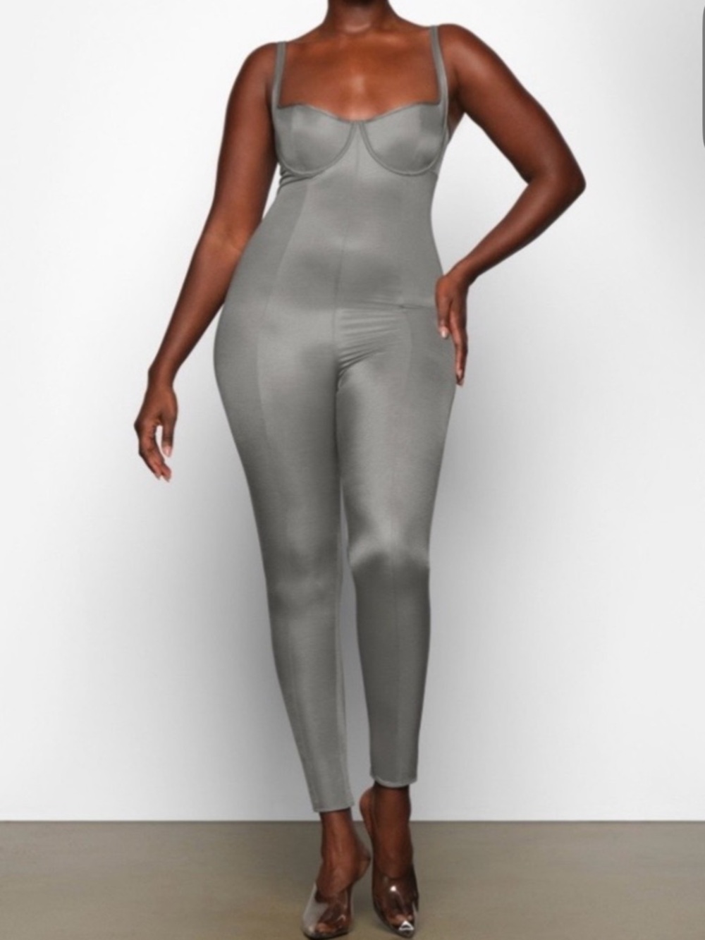 SKIMS Silver-Grey Sculpting Bustier Jumpsuit